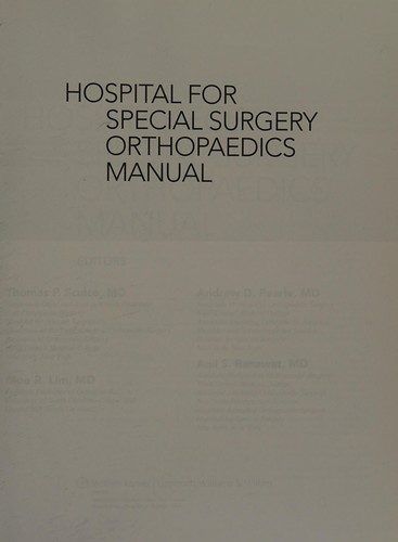 Hospital for Special Surgery Orthopaedics Manual