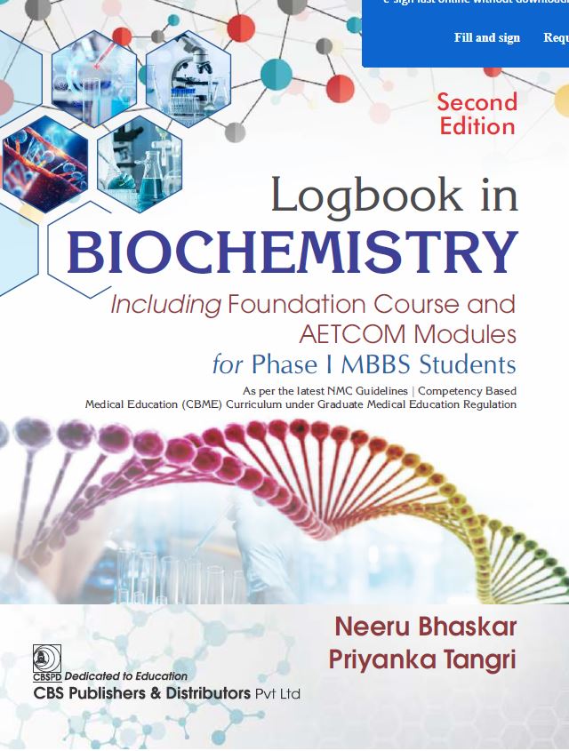 Logbook In Biochemistry Including Foundation Course And Aetcom Modules For Phase I Mbbs Students 2Ed (Pb 2025)