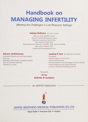 Handbook on Managing Infertitlity: Meeting the Challenges in Low-Resource Settings