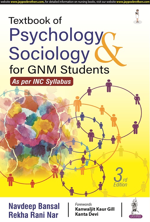 Cover of TEXTBOOK OF PSYCHOLOGY & SOCIOLOGY FOR GNM STUDENTS 3RD EDITION 2023