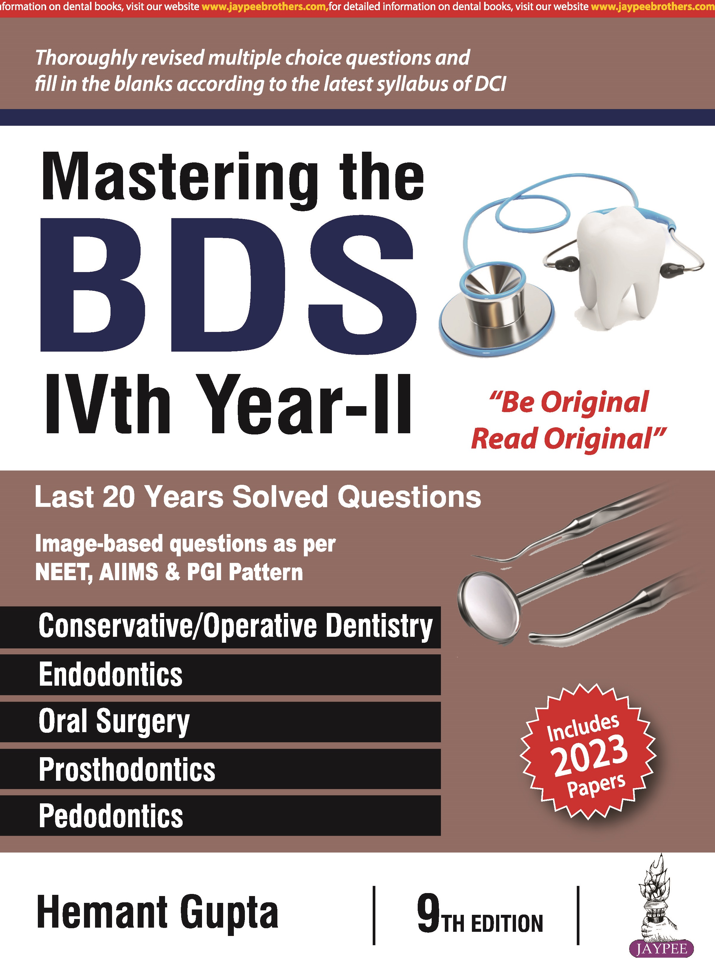 Cover of MASTERING THE BDS IVTH YEAR- II 9TH EDITION 2023