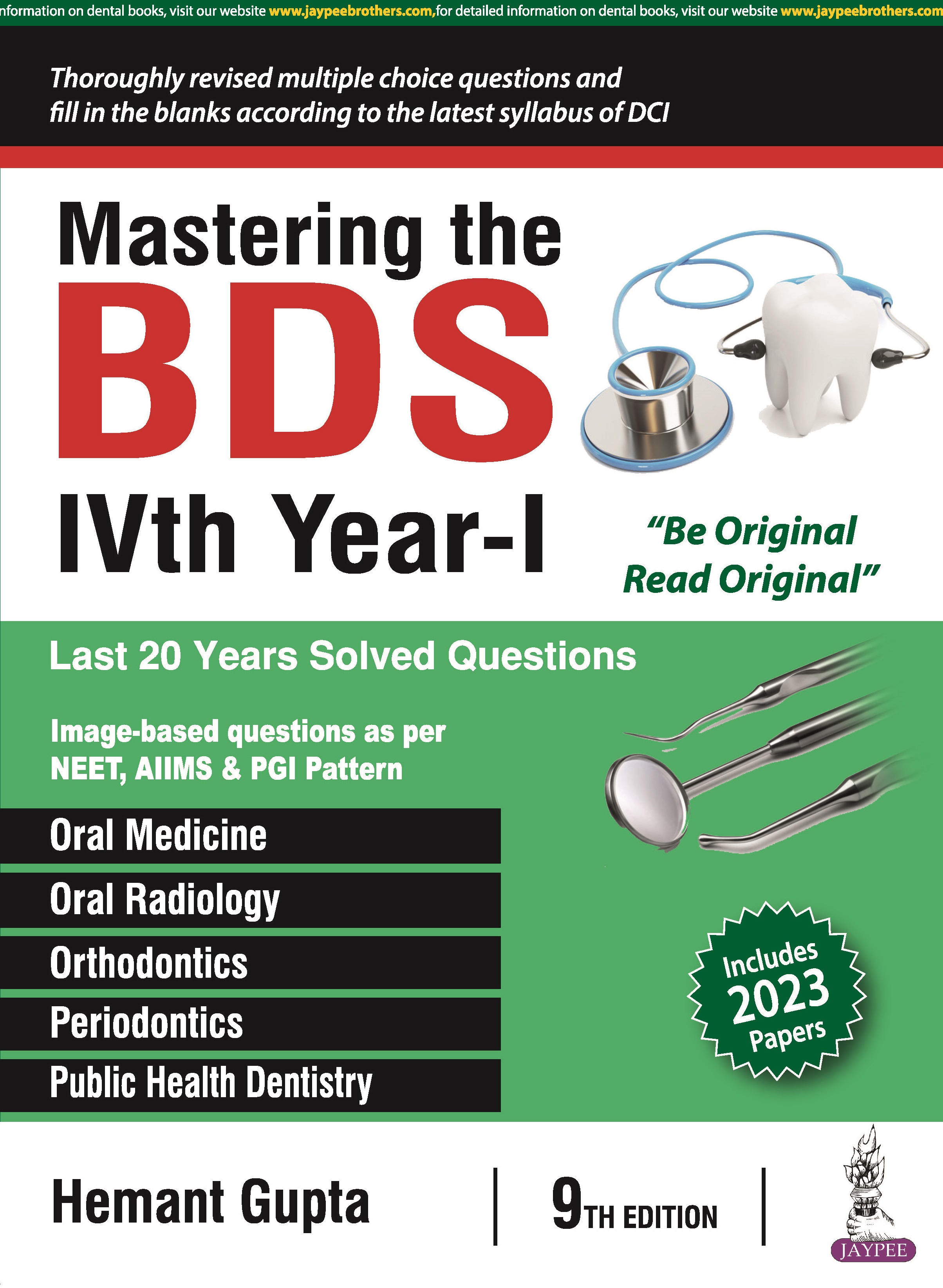 Cover of MASTERING THE BDS IVTH YEAR- I 9TH EDITION 2024