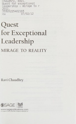 Quest for Exceptional Leadership: Mirage to Reality
