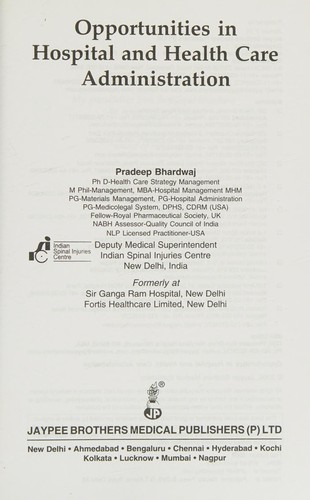 Cover of OPPORTUNITIES IN HOSPITAL & HEALTH CARE ADMINISTRATION PLUS DIRECTORY OF HOSPITALS