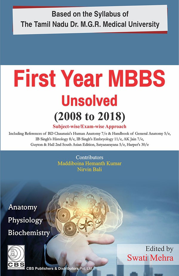 Cover of First Year MBBS Unsolved (2008-2018)- Subject-Wise/Exam-Wise Approach