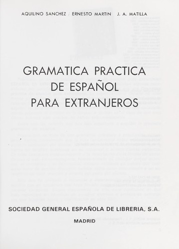 Gramática Práctica De Español Para Extranjeros
