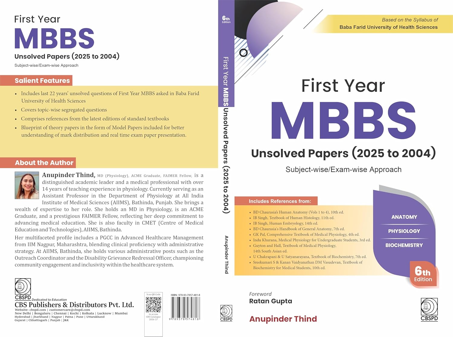 First Year Mbbs Unsolved Papers (2025 To 2004) Subject Wise Exam Wise Approach 6Ed (Pb 2027)